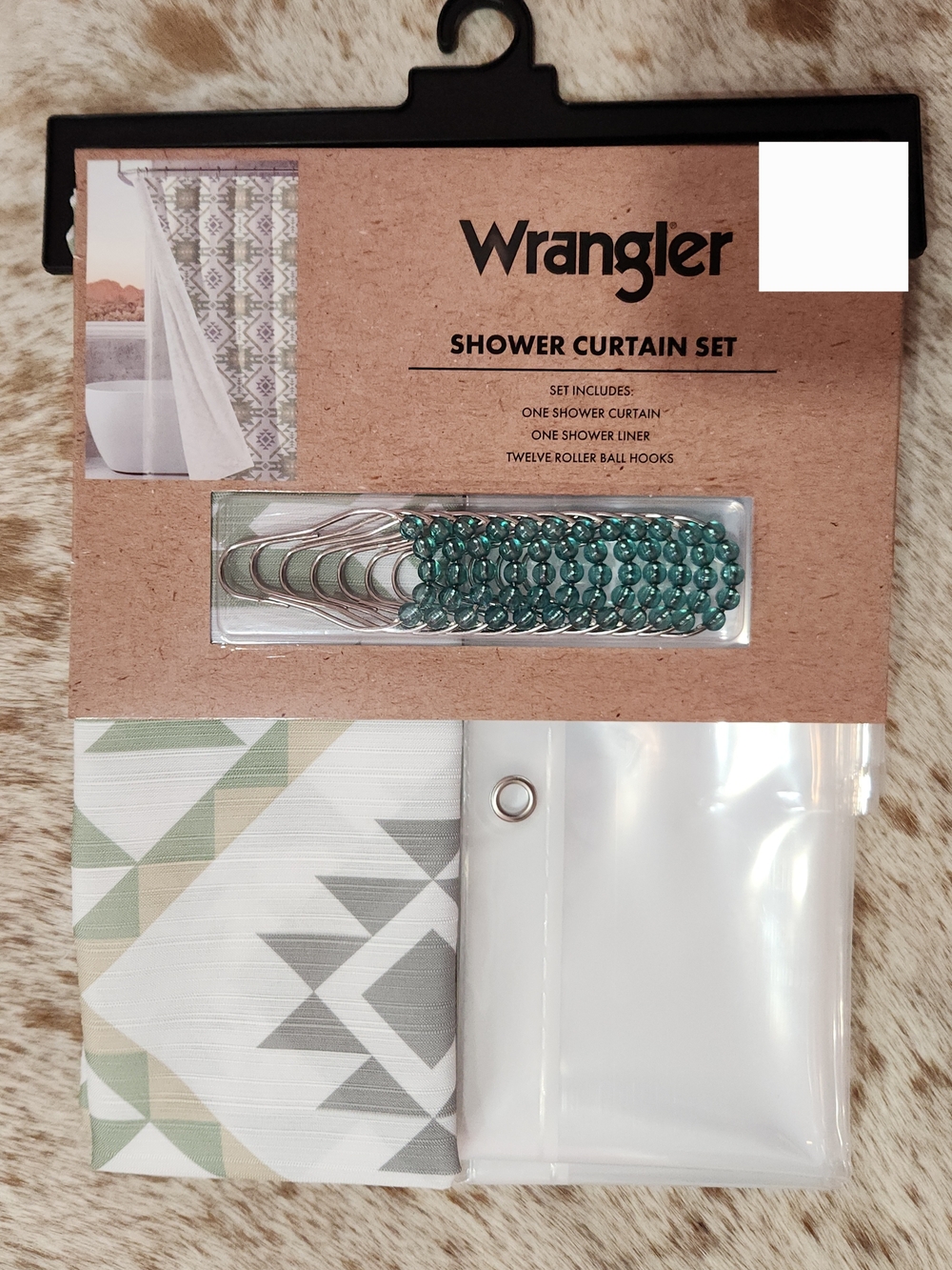 Wrangler Green Aztec Shower Curtain Set